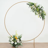 6.5ft Gold Metal Floral Balloon Garland Hoop, Round Backdrop Frame, Circle Wedding Arch Stand