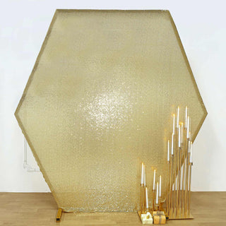 Champagne Shiny Sequin Hexagon Backdrop Stand Cover