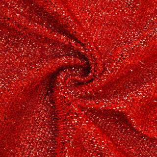Transform Your Venue into a Spectacle of Glitz and Glam with the Red Metallic Shimmer Tinsel Spandex Hexagon Wedding Arbor Cover