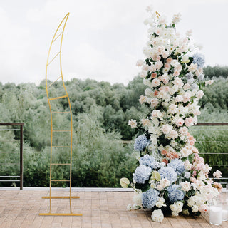 Elegant Gold Metal Curved Flower Frame Balloon Arch Stand