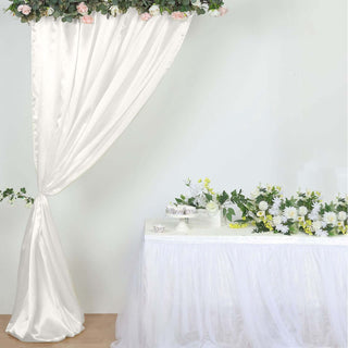 Elegant Ivory Satin Formal Event Backdrop Drape Elegant Ivory Satin Formal Event Backdrop Drape