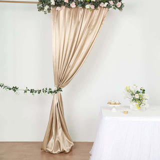 Elegant Nude Satin Formal Event Backdrop Drape Elegant Nude Satin Formal Event Backdrop Drape