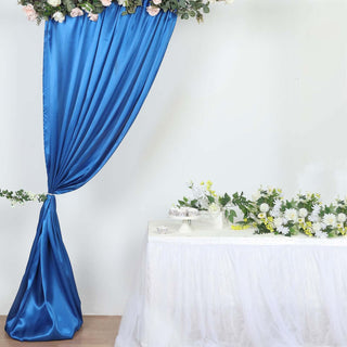Elevate Your Event with the Royal Blue Satin Formal Event Backdrop Drape Elevate Your Event with the Royal Blue Satin Formal Event Backdrop Drape