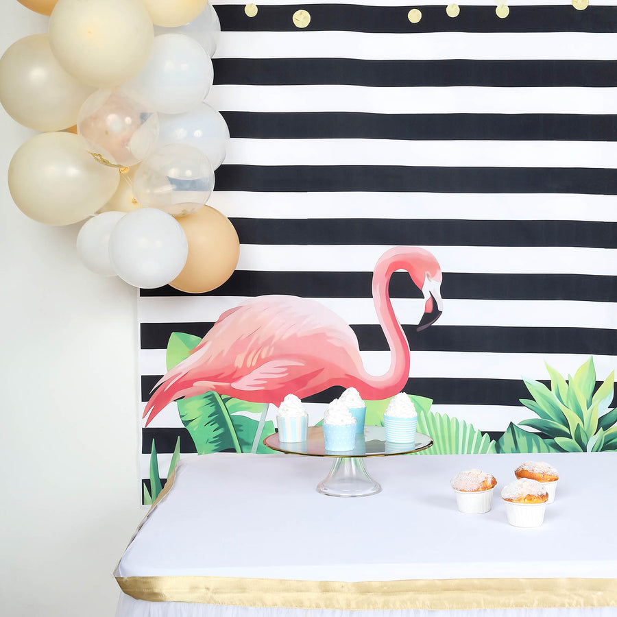5ftx7ft Pink Flamingo/Stripe Vinyl Photography Booth Backdrop Banner