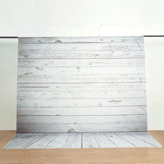 Transform Your Space with the 8ftx8ft White/Gray Distressed Wood Panels Vinyl Photography Backdrop