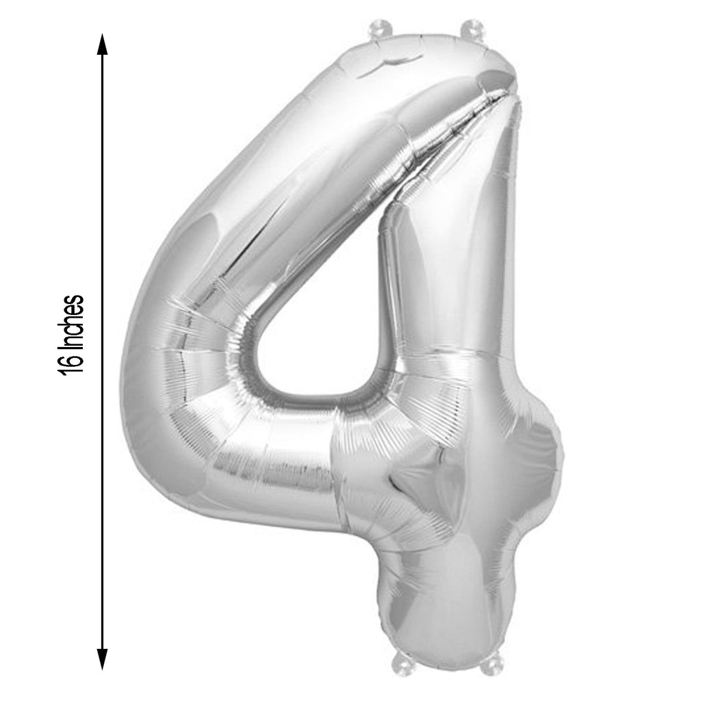 16" Metallic Silver Mylar Foil Number Balloons 4