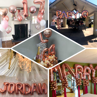 Colorful balloon decorations for events like birthdays and baby showers.