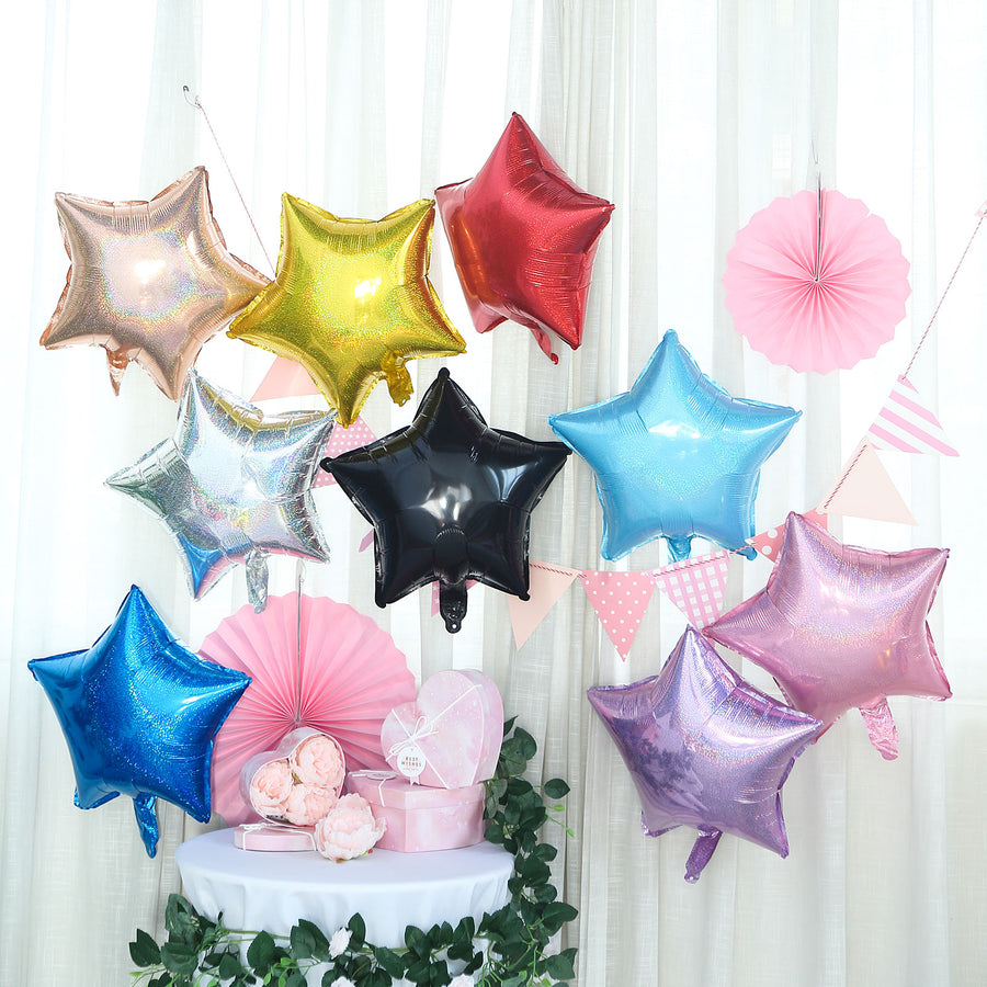  Pack | 16inch 4D Rose Gold Star Mylar Foil Helium or Air Balloons