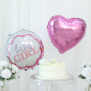 Celebrate in Style with this Pink/White Girl Baby Carriage Balloon Bouquet