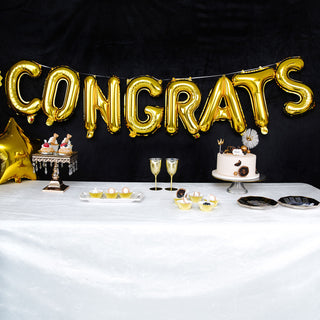 Shiny Gold Congrats Mylar Foil Balloon Banner Sign