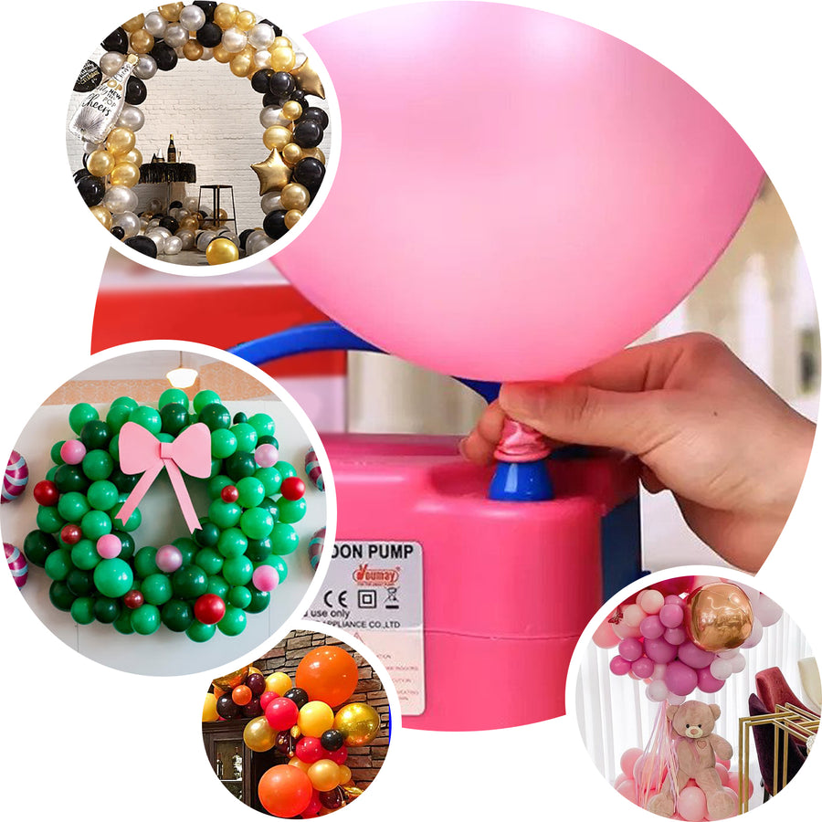 600W Hot Pink Dual Nozzle Electric Balloon Pump Balloon Air Inflator