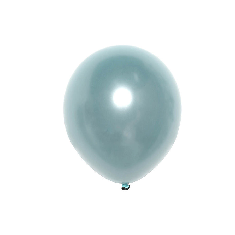 25 Pack | 12inch Shiny Dusty Blue Double Stuffed Prepacked Latex Balloons