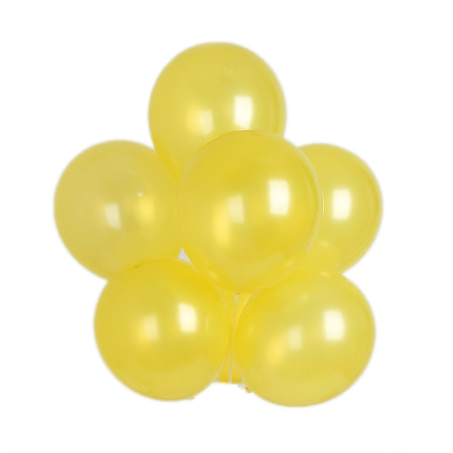 25 Pack | 12inch Shiny Pearl Yellow Latex Helium, Air or Water Balloons
