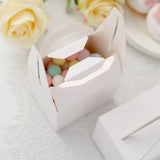 100 Pack | 4x3x3inch Classic White Tote Party Favor Candy Gift Boxes