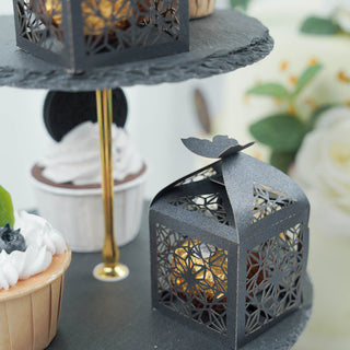 Black Butterfly Top Laser Cut Lace Favor Candy Gift Boxes