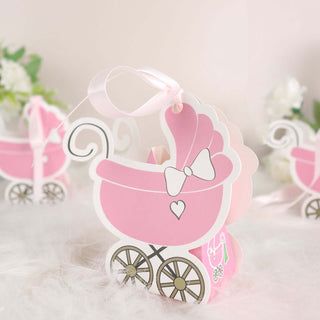 Pink Baby Paper Stroller Party Favor Gift Boxes Pink Baby Paper Stroller Party Favor Gift Boxes