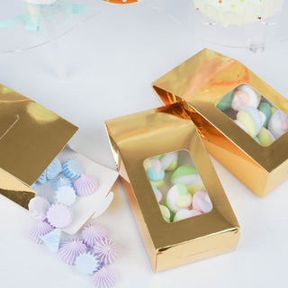 Enhance Your Event Decor with Gold Tote With Window Party Favor Candy Gift Boxes