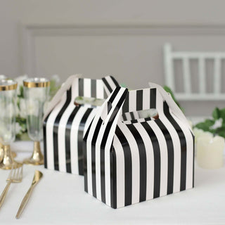 White/Black Striped Candy Gift Tote Gable Boxes - Perfect for Party Favors and Treats White/Black Striped Candy Gift Tote Gable Boxes - Perfect for Party Favors and Treats