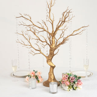 Add a Natural and Textural Element with the 34" Metallic Gold Manzanita Centerpiece Tree