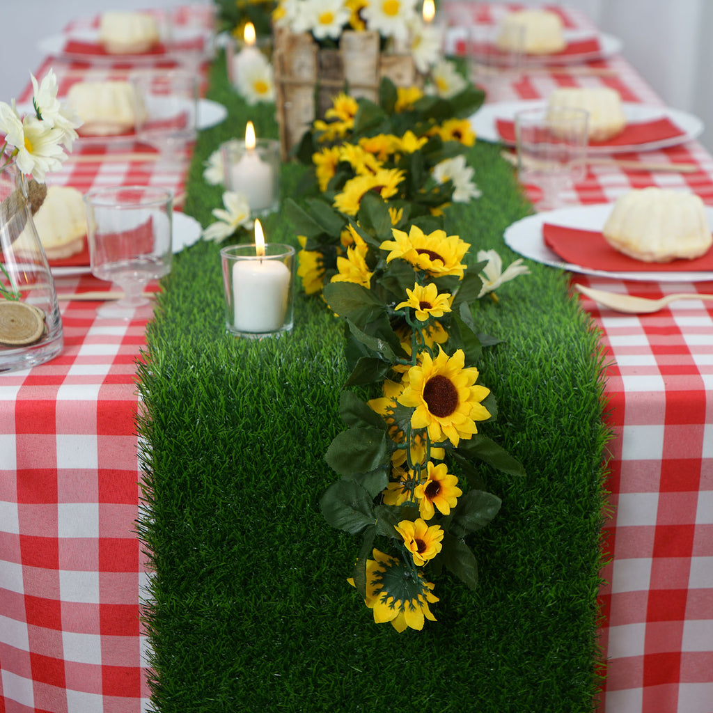 Artificial Green Grass Table Runner Covers For Outdoor Wedding