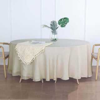 Beige Linen Round Tablecloth Beige Linen Round Tablecloth