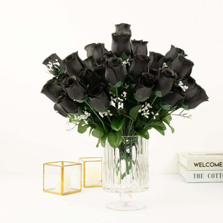 Black Artificial Premium Silk Flower Rose Bud Bouquets Black Artificial Premium Silk Flower Rose Bud Bouquets