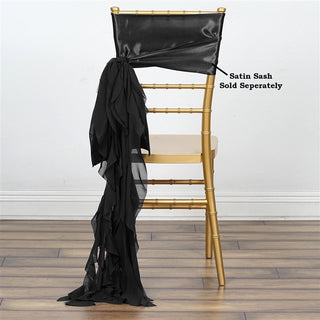 Add Elegance to Your Chairs with Black Chiffon Curly Chair Sash