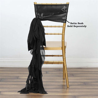 Add Elegance to Your Chairs with Black Chiffon Curly Chair Sash Add Elegance to Your Chairs with Black Chiffon Curly Chair Sash