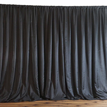 20ftx10ft Black Dual Layered Chiffon Polyester Room Divider, Backdrop Curtain with Rod Pocket