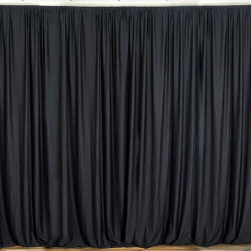 2 Pack Black Scuba Polyester Event Curtain Drapes, Inherently Flame Resistant Backdrop Event Panels Wrinkle Free with Rod Pockets - 10ftx10ft
