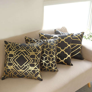 Enhance Your Home Decor with Black/Gold Foil Geometric Print Throw Pillow Covers Enhance Your Home Decor with Black/Gold Foil Geometric Print Throw Pillow Covers