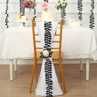 Create Stunning Wedding Décor with Black Leaf Petal Taffeta Ribbon Sash