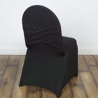 Upgrade Your Event Decor with the Black Madrid Spandex Fitted Banquet Chair Cover
