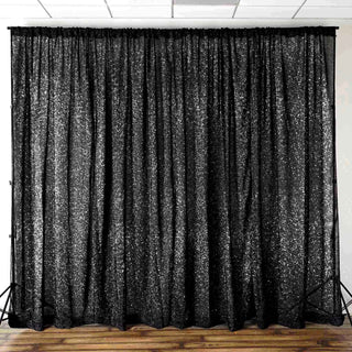 Black Metallic Shimmer Tinsel Event Background Drape Panel Black Metallic Shimmer Tinsel Event Background Drape Panel