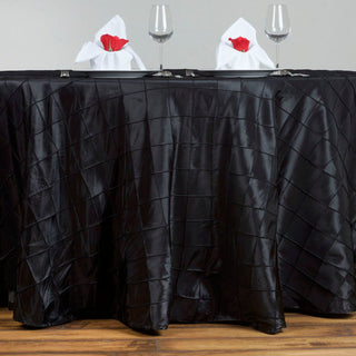 Elegant and Versatile 120" Black Pintuck Round Seamless Tablecloth