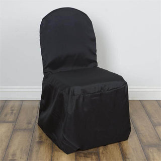 Elevate Your Event with the Black Polyester Banquet Chair Cover Elevate Your Event with the Black Polyester Banquet Chair Cover
