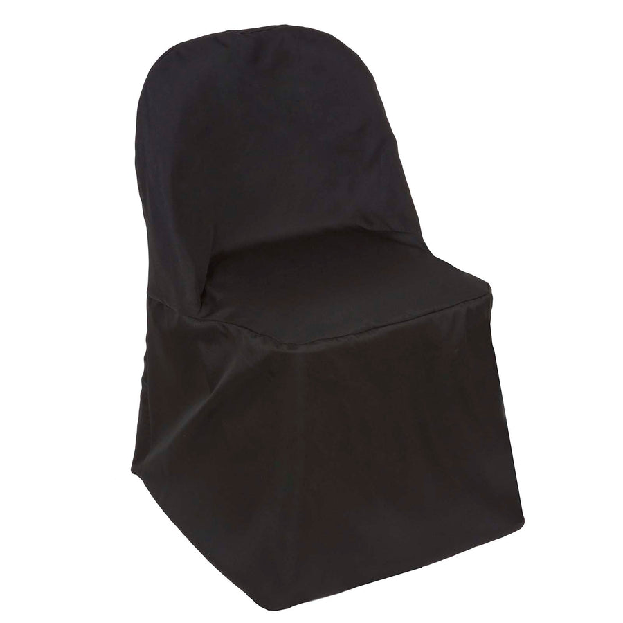 Black Polyester Folding Flat Chair Cover, Reusable Stain Resistant Chair Cover