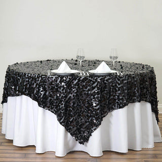 Black Premium Big Payette Sequin Table Overlay - Add Glamour to Your Event Decor Black Premium Big Payette Sequin Table Overlay - Add Glamour to Your Event Decor