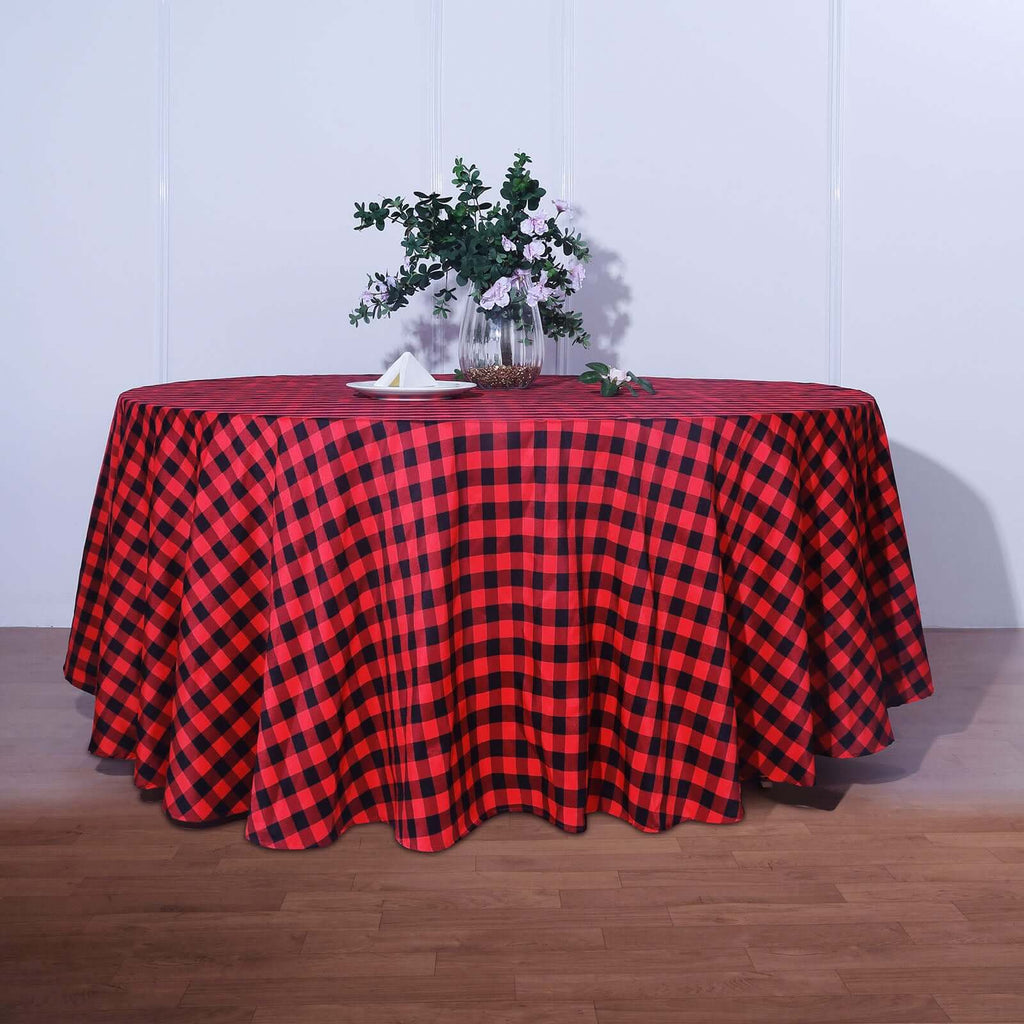 72 x 72 Inch Square Polyester Tablecloth Gingham Checkered Red