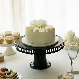 Black Round Footed Reusable Plastic Pedestal Cake Stands