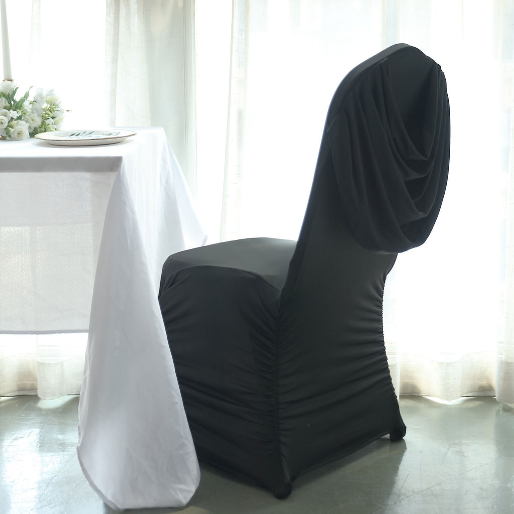 Ruched Fashion Spandex Banquet Chair Cover - Black