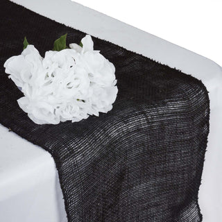Add Elegance to Your Table with the Black Rustic Burlap Table Runner