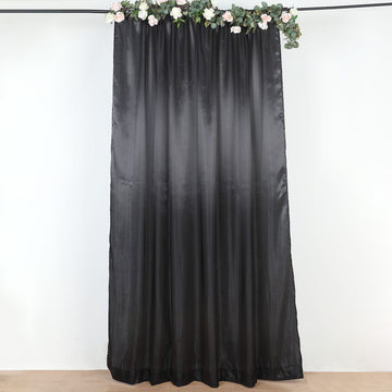 8ftx10ft Black Satin Event Curtain Drapes, Backdrop Event Panel