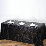 90x156 Black Big Payette Sequin Rectangle Tablecloth Premium