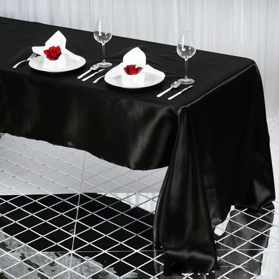 60x126 Black Satin Rectangular Tablecloth