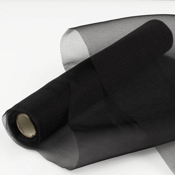 12"x10yd Black Sheer Chiffon Fabric Bolt, DIY Voile Drapery Fabric