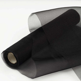 Black Sheer Chiffon Fabric Bolt for Elegant Event Decor Black Sheer Chiffon Fabric Bolt for Elegant Event Decor