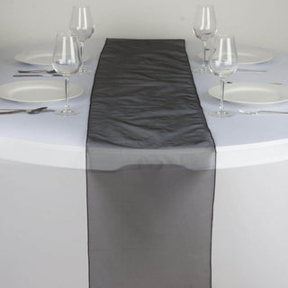Black Sheer Organza Table Runners - Elevate Your Event Decor Black Sheer Organza Table Runners - Elevate Your Event Decor