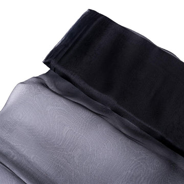54"x10yd Black Solid Sheer Chiffon Fabric Bolt, DIY Voile Drapery Fabric