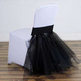 Black Spandex Chair Tutu Cover Skirt, Wedding Event Chair Decor Black Spandex Chair Tutu Cover Skirt, Wedding Event Chair Decor